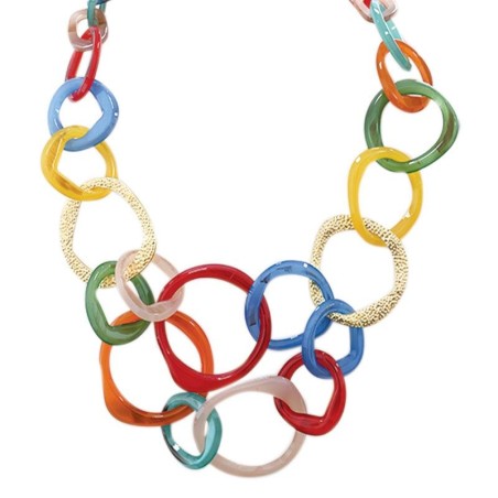 Collana Resina Lunga Carnival Multicerchi Aurea