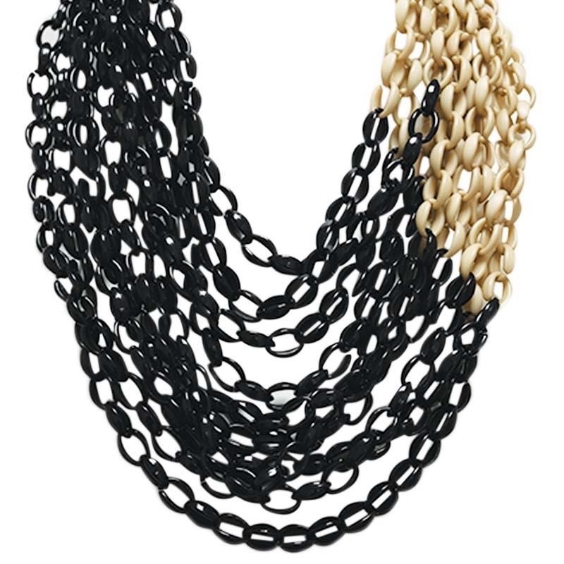 Collana Resina Catena Oro-Nero Multifilo