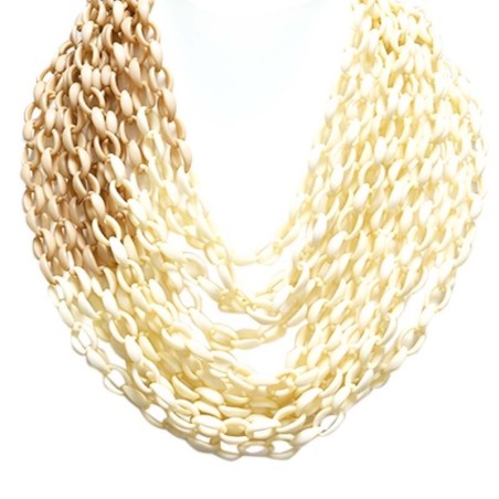 Collana Resina Catena Bianco Antico Multifilo