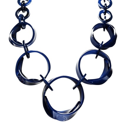Collana Resina Cerchioni Catenati Blu