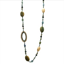 Collana Perline Lunga Aurea...