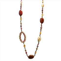 Collana Perline Lunga Aurea...