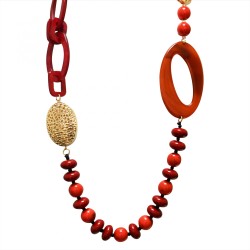 Collana Perline Lunga Aurea...