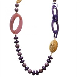 Collana Perline Lunga Aurea...