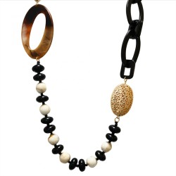 Collana Perline Lunga Aurea...