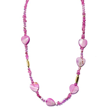 Collana Cristallina Cuor di Madreperla Rosa