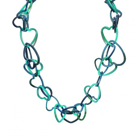 Collana Resina Lunga Catena Cuori Bluceleste