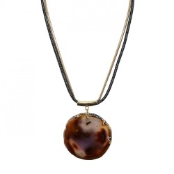Collana Bijoux Pietra-Medaglione Marrone