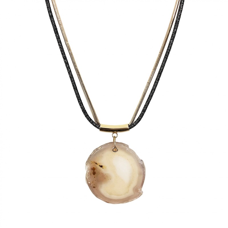 Collana Bijoux Pietra-Medaglione Beige