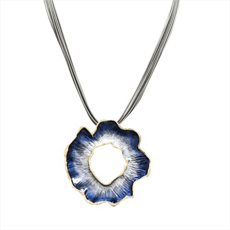 Girocollo Bijoux Multi-filo Fiore Cavo Oro-Blu