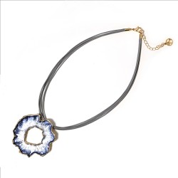 Girocollo Bijoux Multi-filo Fiore Cavo Oro-Blu