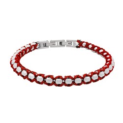 Bracciale Uomo Catena Corda Rossa Acciaio 316L