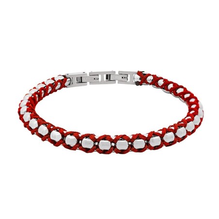 Bracciale Uomo Catena Corda Rossa Acciaio 316L