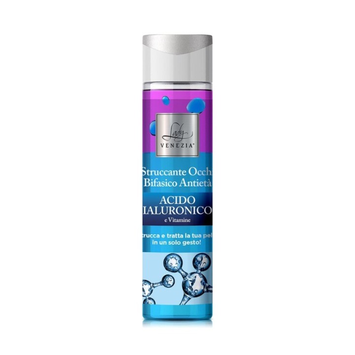 Struccante Occhi Bifasico Anti-Age ACIDO IALURONICO+VITAMINE [250ml] Lady Venezia