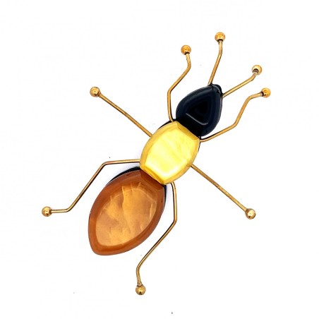 Spilla Resina Big Bug Caramel Gold