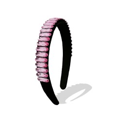 Cerchietto Nero Cristalli Rosa