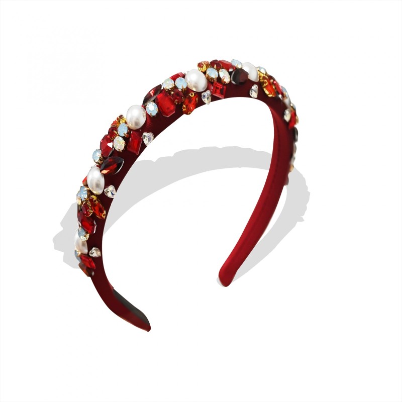 Cerchietto Fantasia di Cristalli Rossa