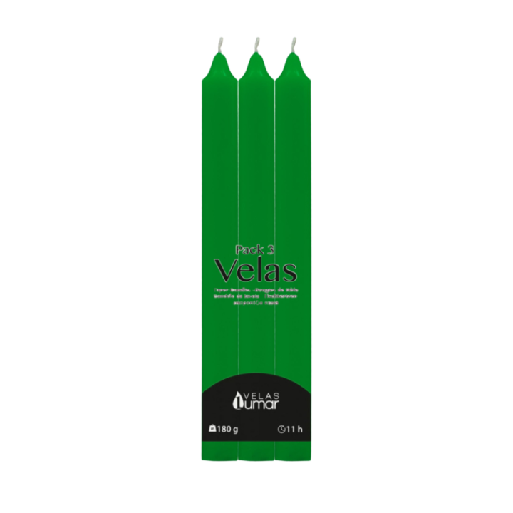 PACK 3 Candela Decorativa da Tavola | 220×20(Ø) VERDE
