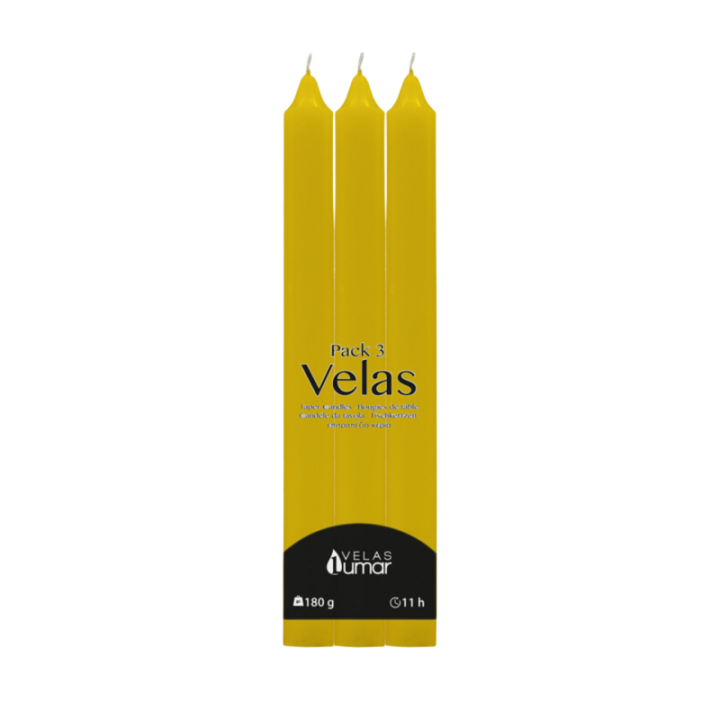PACK 3 Candela Decorativa da Tavola | 220×20(Ø) AMARILLO