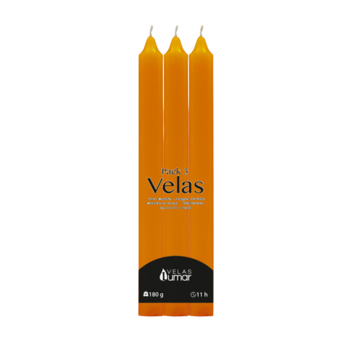PACK 3 Candela Decorativa da Tavola | 220×20(Ø) ARANCIONE