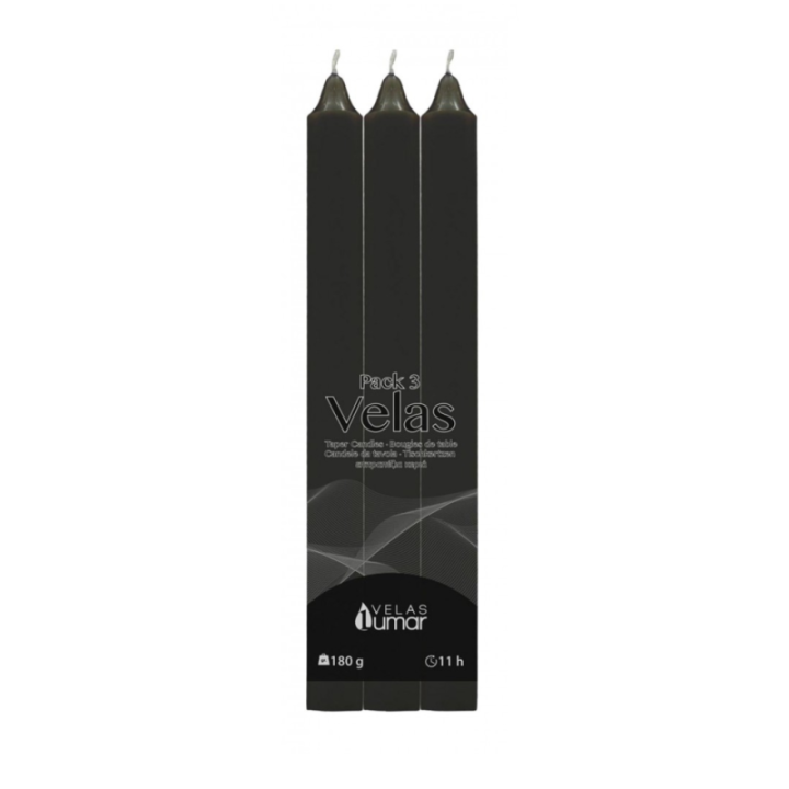 PACK 3 Candela Decorativa da Tavola | 220×20(Ø) NERA