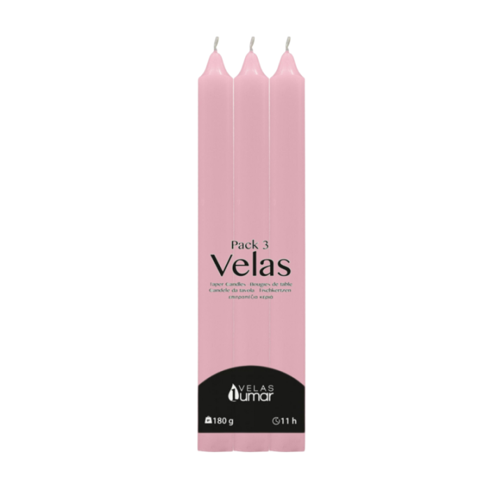 PACK 3 Candela Decorativa da Tavola | 220×20(Ø) ROSA