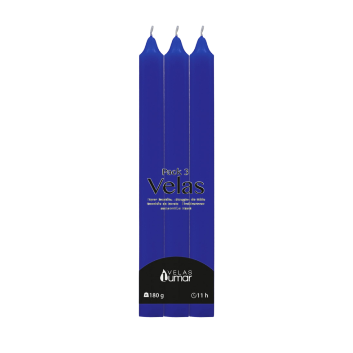 PACK 3 Candela Decorativa da Tavola | 220×20(Ø) BLU