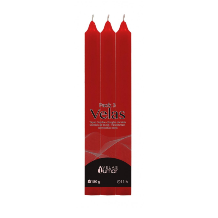 PACK 3 Candela Decorativa da Tavola | 220×20(Ø) ROSSA