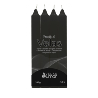 PACK 4 Candela Decorativa da Tavola | 175×20(Ø) NERO