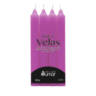 PACK 4 Candela Decorativa da Tavola | 175×20(Ø) LILLA