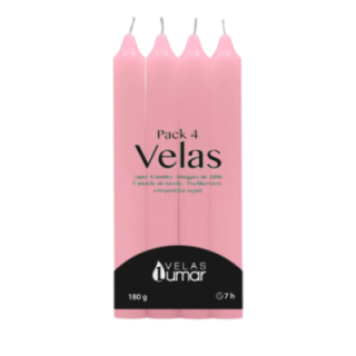PACK 4 Candela Decorativa da Tavola | 175×20(Ø) ROSA