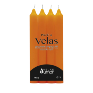 PACK 4 Candela Decorativa da Tavola | 175×20(Ø) ARANCIONE