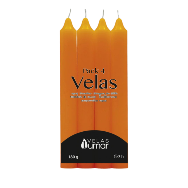 PACK 4 Candela Decorativa da Tavola | 175×20(Ø) ARANCIONE