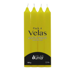 PACK 4 Candela Decorativa da Tavola | 175×20(Ø) AMARILLO