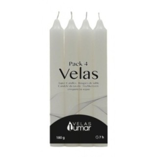 PACK 4 Candela Decorativa da Tavola | 175×20(Ø) BIANCA