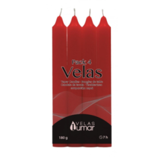 PACK 4 Candela Decorativa da Tavola | 175×20(Ø) ROSSA