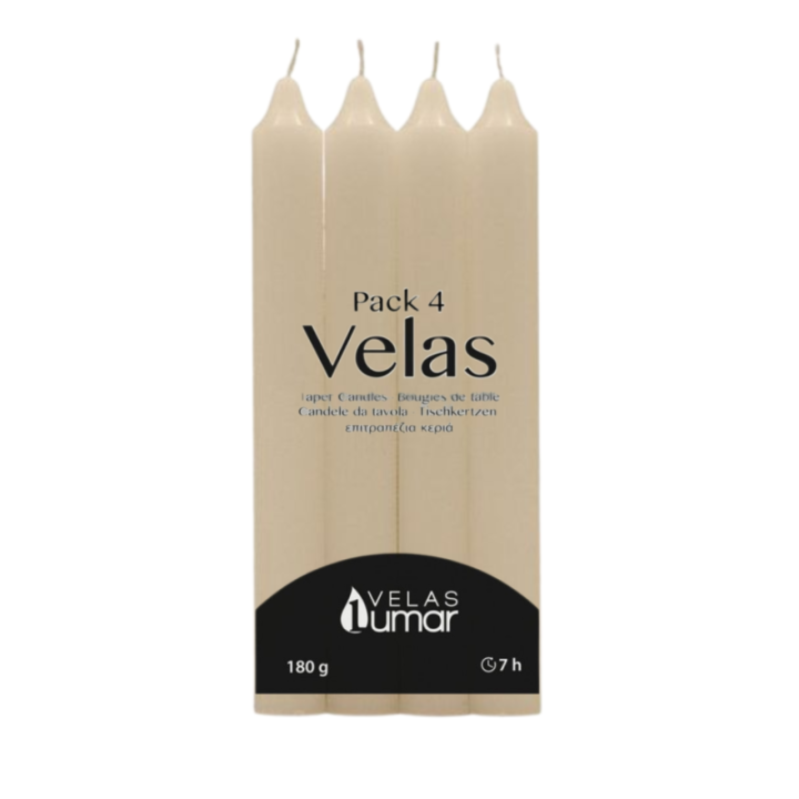 PACK 4 Candela Decorativa da Tavola | 175×20(Ø) CREMA