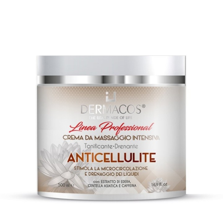 Dermacos | Crema da Massaggio ANTICELLULITE Intensiva con Edera, Centella e Caffeina [500ml]