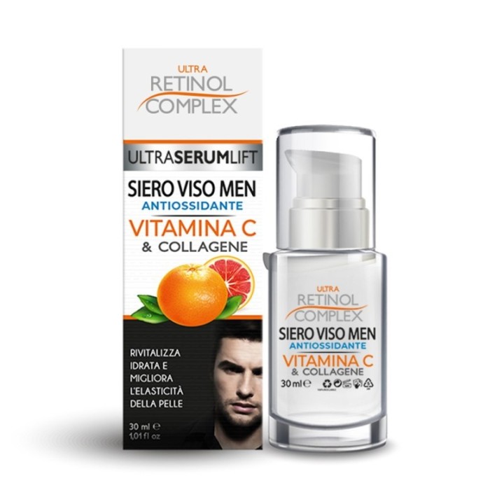 Siero Viso Uomo Antiossidante Vitamina C + Collagene [Retinol Complex]