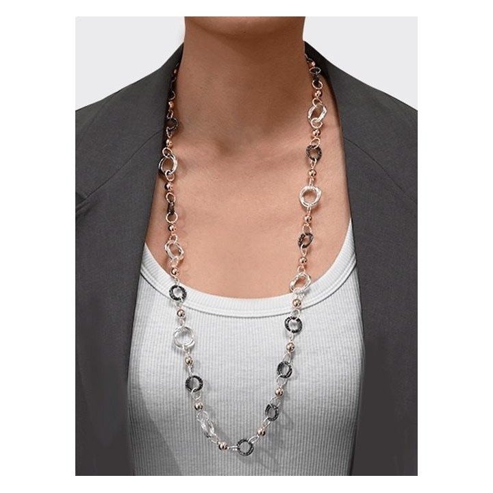 Collana Lunga Bijoux a Catena Cerchi con Palline