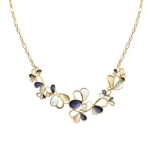 Collana Bijoux Petali Oro-Bianco-Nero Smaltati