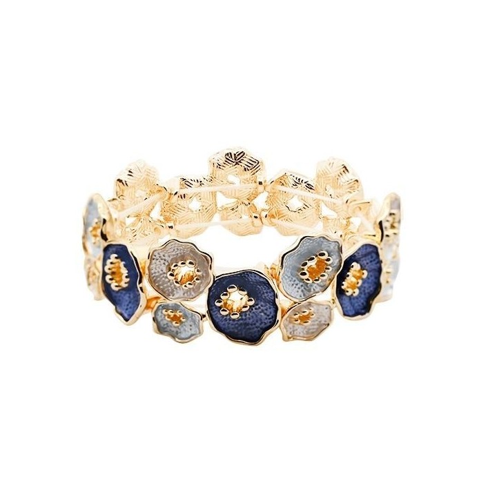 Bracciale Bijoux Elastico Fiore Blu Smaltato