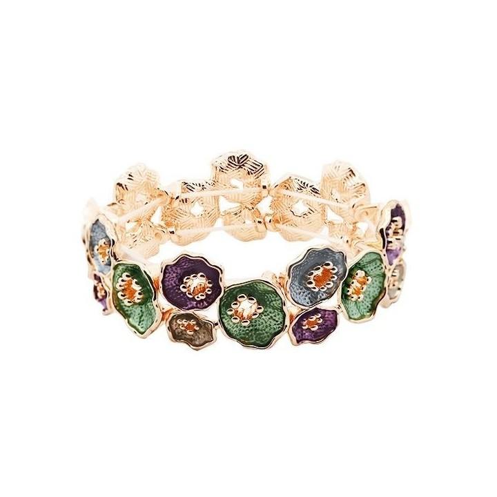 Bracciale Bijoux Elastico Fiore Verde Smaltato