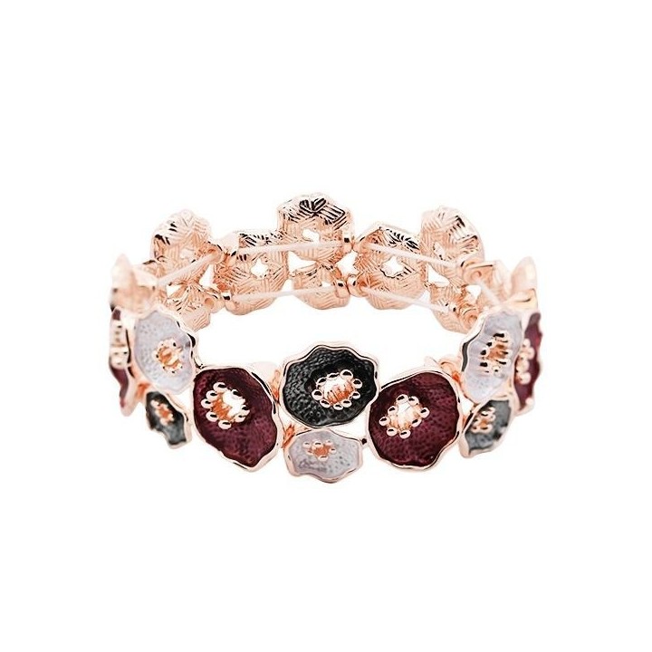 Bracciale Bijoux Elastico Fiore Porpora Smaltato