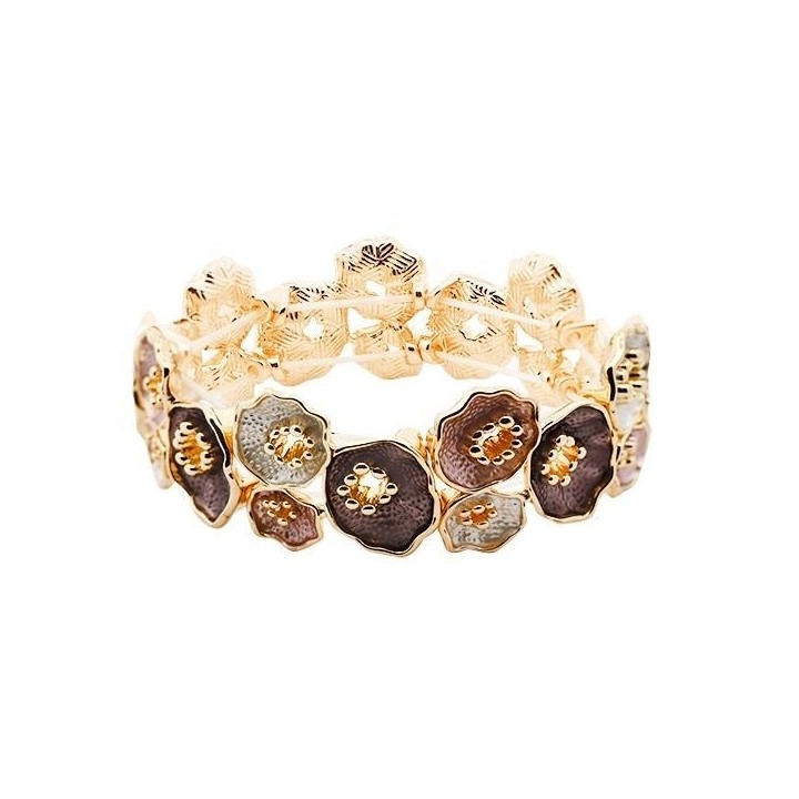 Bracciale Bijoux Elastico Fiore Marrone Smaltato