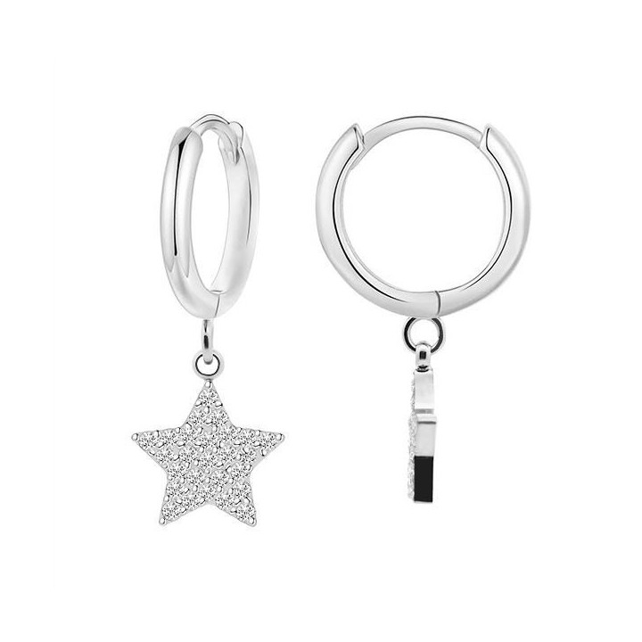 Orecchini a Cerchio Argento con Stella Zirconia