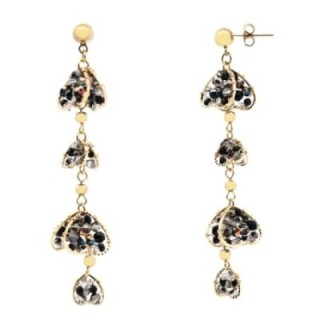 Orecchini Pendenti a Tridente Oro-Nero con Cuori