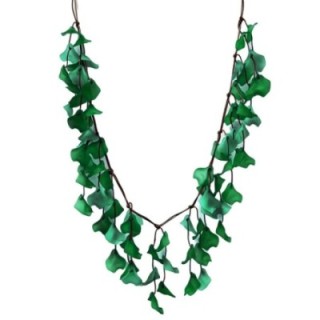 Collana Bijoux Verde Lunga Con Petali