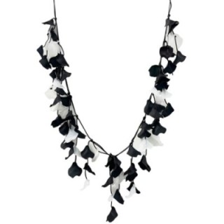 Collana Bijoux Bianco-Nera Lunga Con Petali
