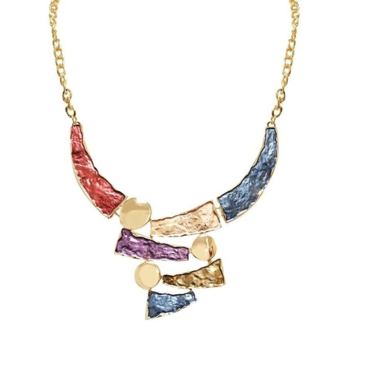 Collana Bijoux Multicolore con Trapezi Irregolari Smaltati